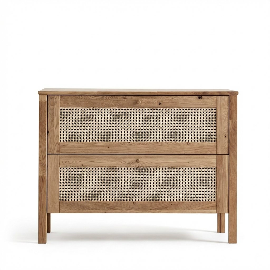 Balder snedker kommode i massivt FSC-egetræ og fransk naturflet – Natur olie