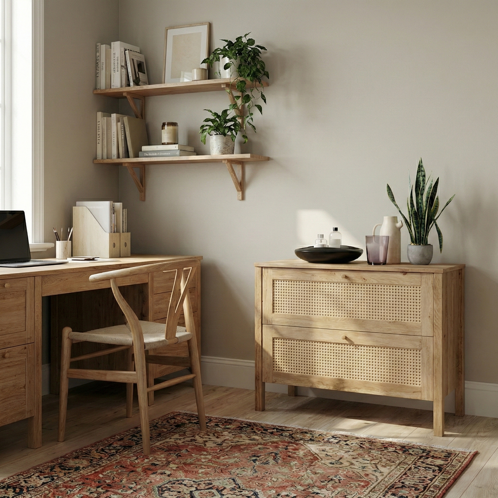 Balder snedker kommode i massivt FSC-egetræ og fransk naturflet – Natur olie