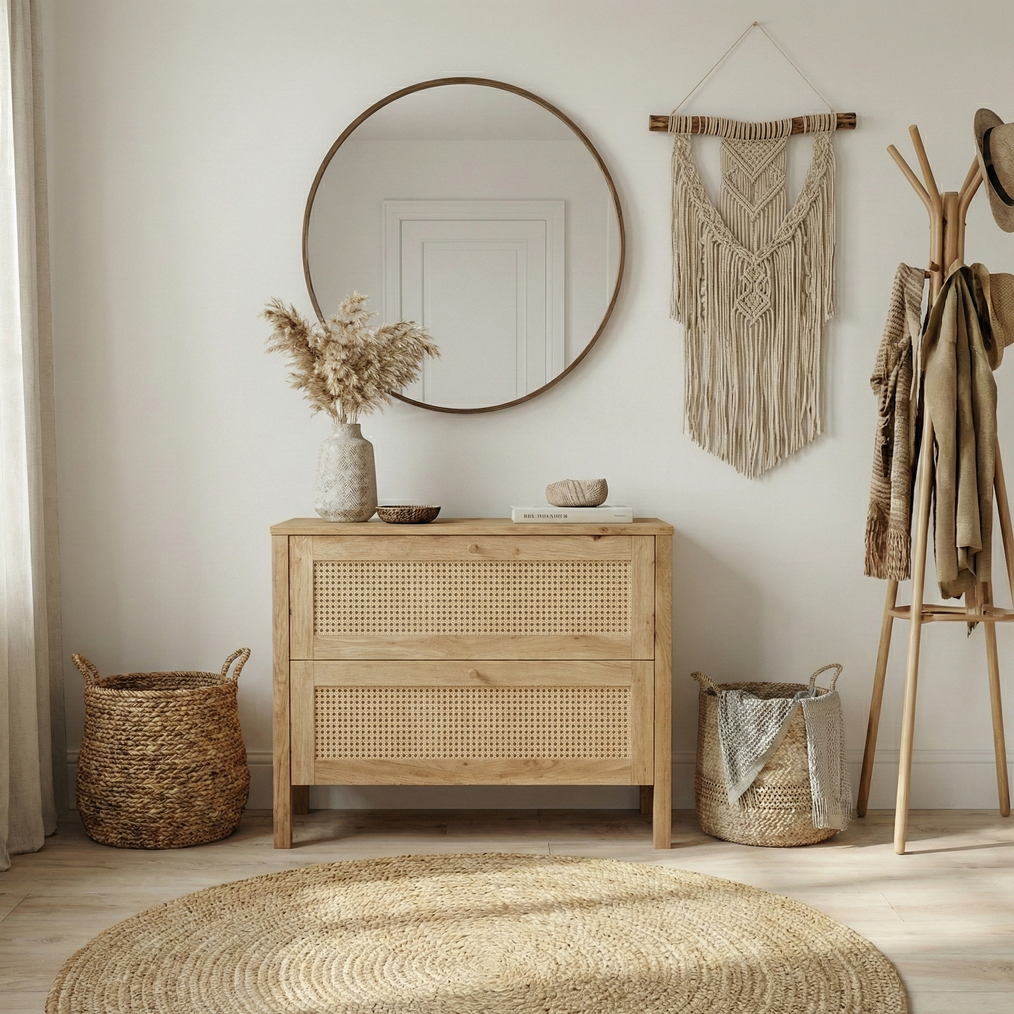 Balder snedker kommode i massivt FSC-egetræ og fransk naturflet – Natur olie