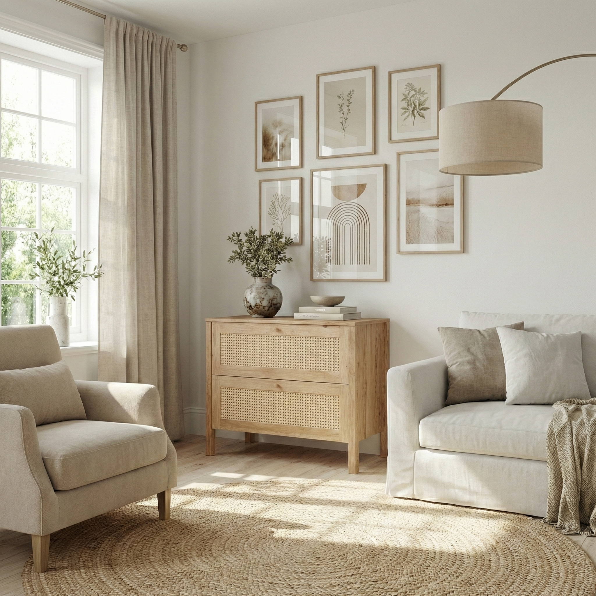 Balder snedker kommode i massivt FSC-egetræ og fransk naturflet – Natur olie