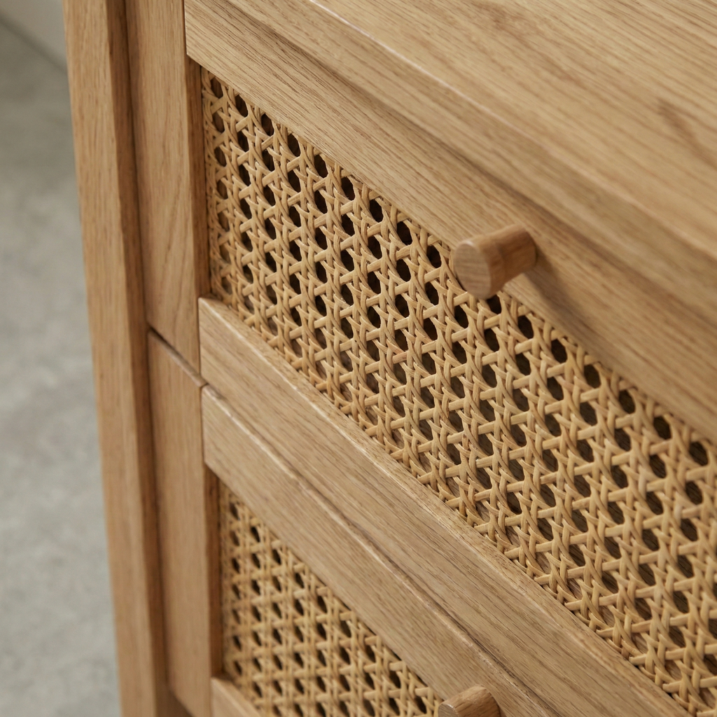 Balder snedker kommode i massivt FSC-egetræ og fransk naturflet – Natur olie