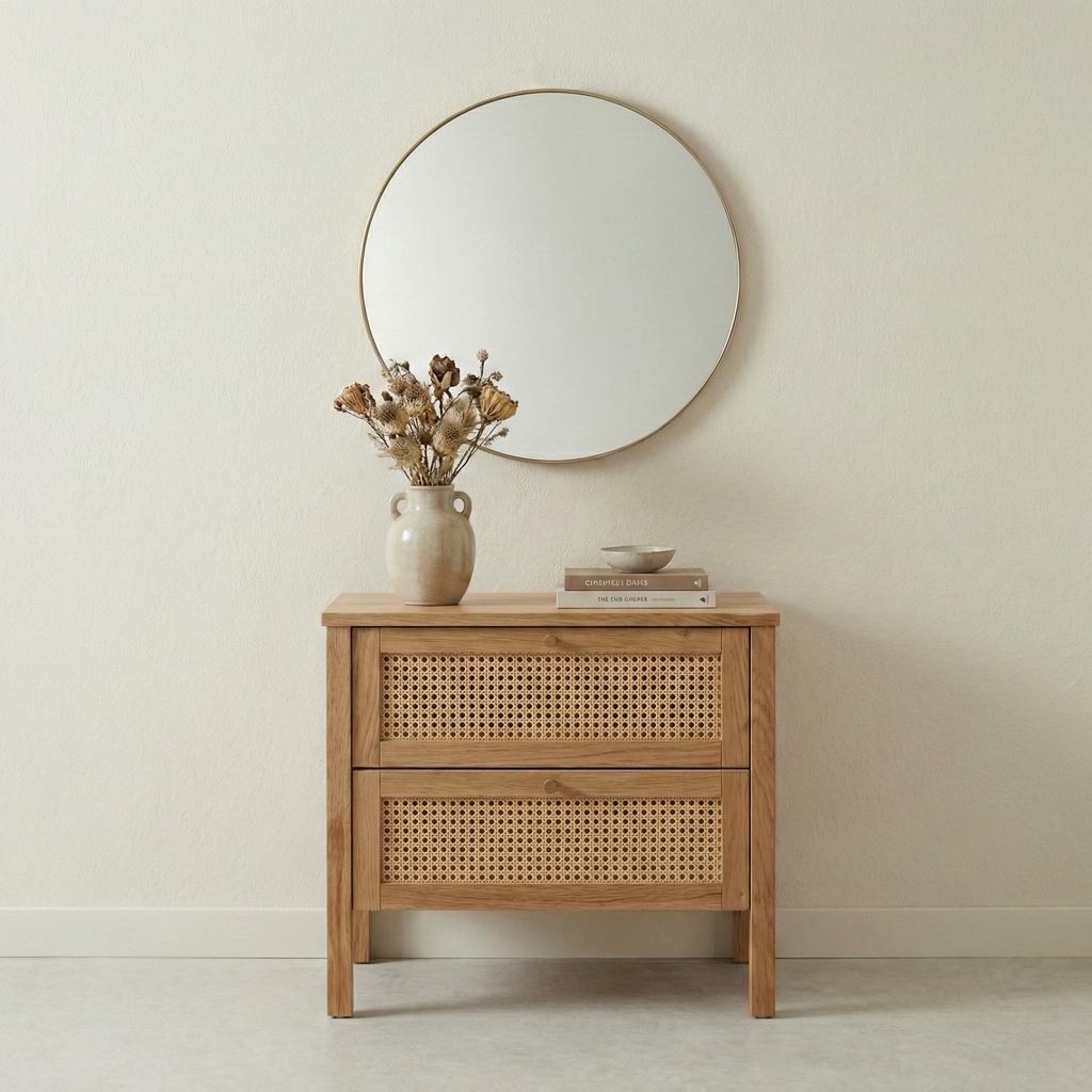 Balder snedker kommode i massivt FSC-egetræ og fransk naturflet – Natur olie