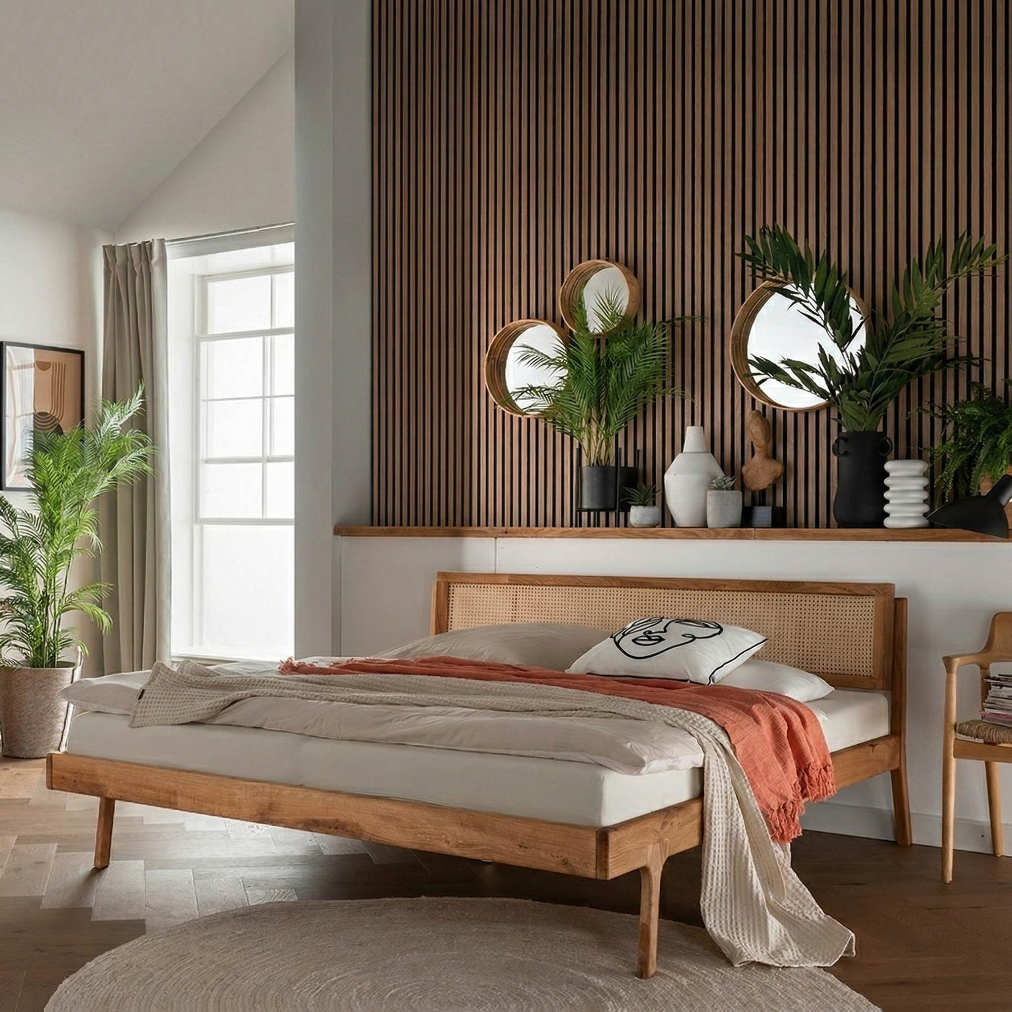 Balder snedker sengeramme i massiv FSC egetræ og fransk naturflet – Natur olie