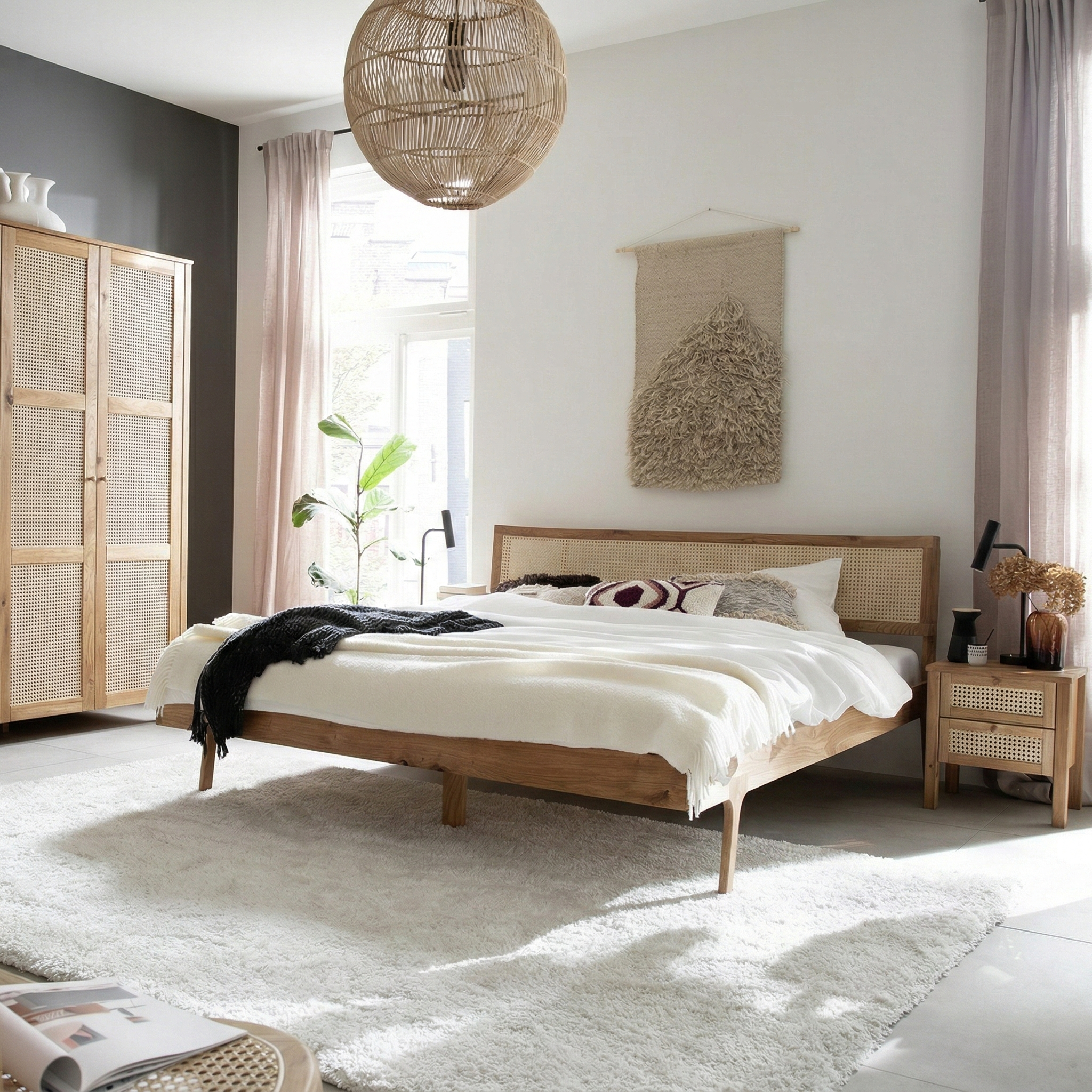 Balder snedker sengeramme i massiv FSC egetræ og fransk naturflet – Natur olie