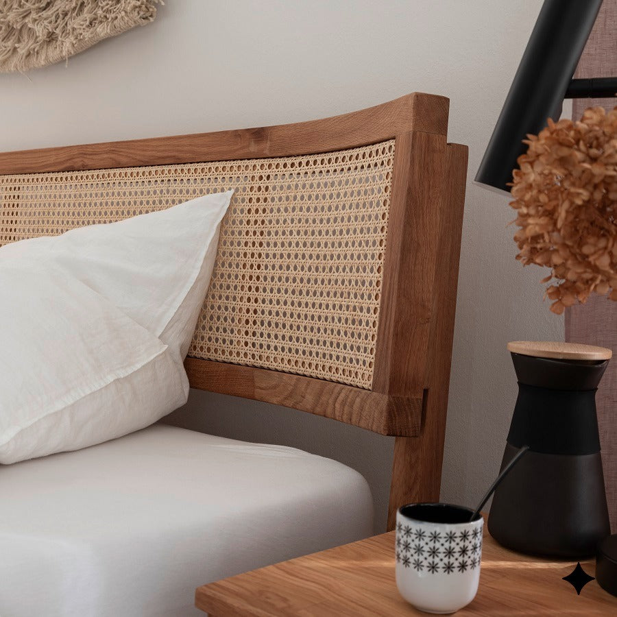 Balder snedker sengeramme i massiv FSC egetræ og fransk naturflet – Natur olie