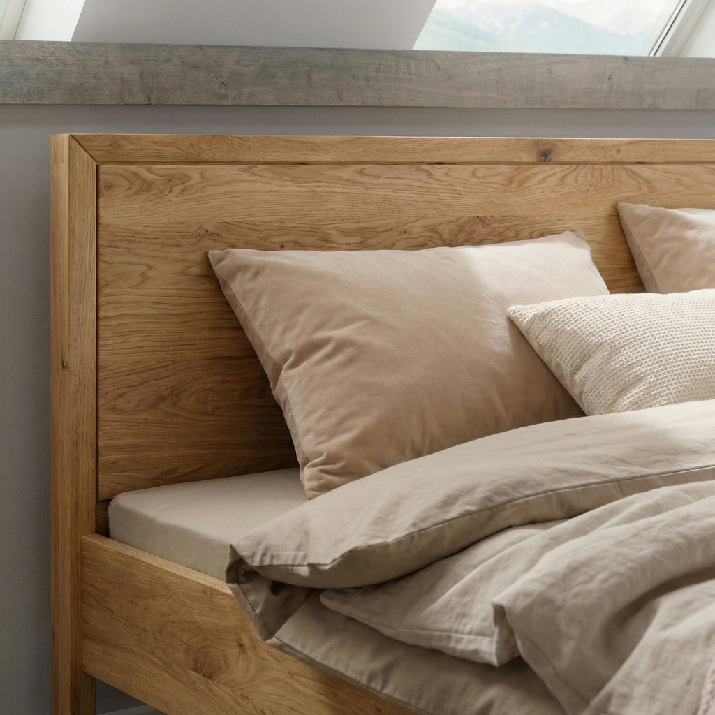 Freja snedker sengeramme i massiv egetræ med høj fodende – Natur olie