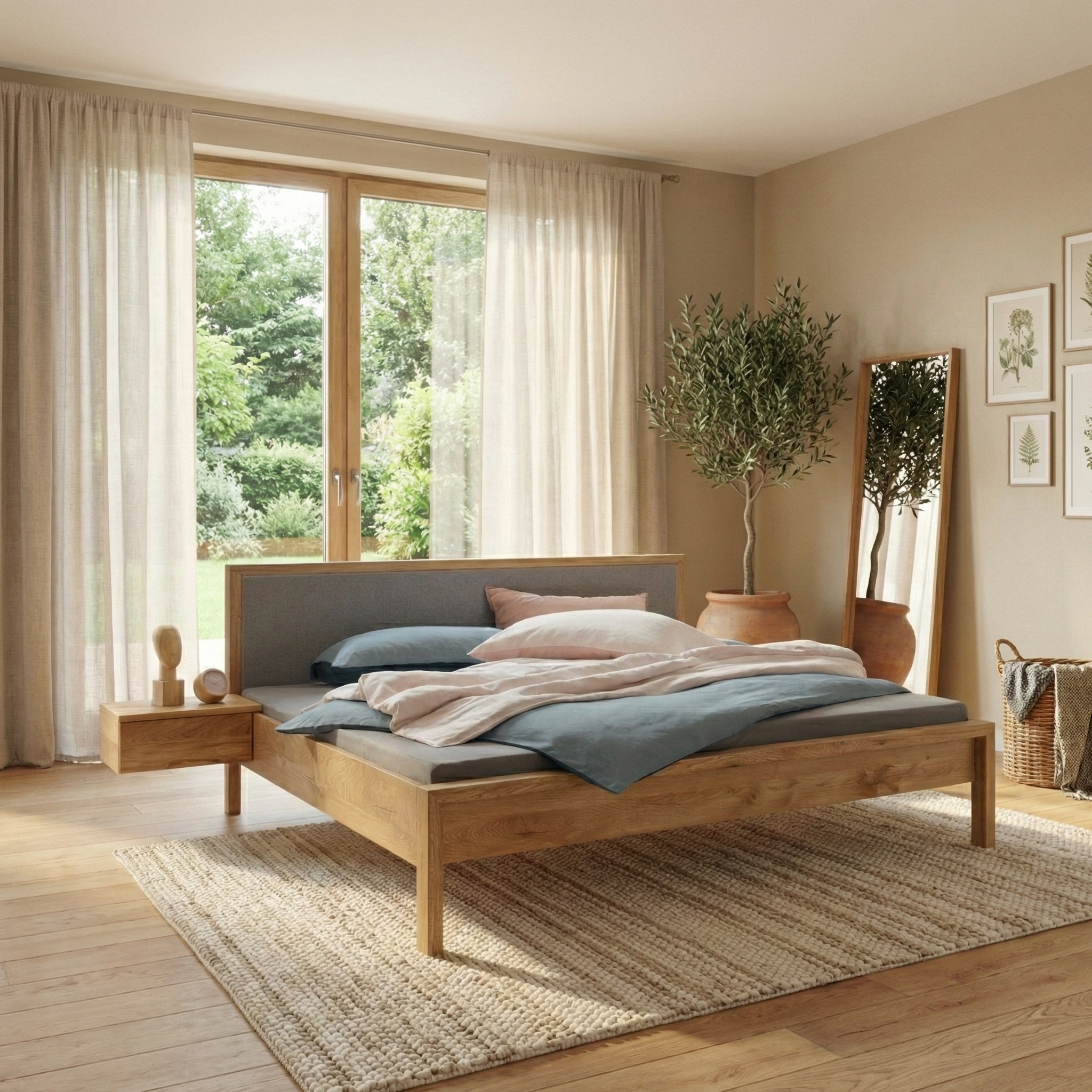 Freja snedker sengebord i massiv egetræ – Natur olie - 2 stk