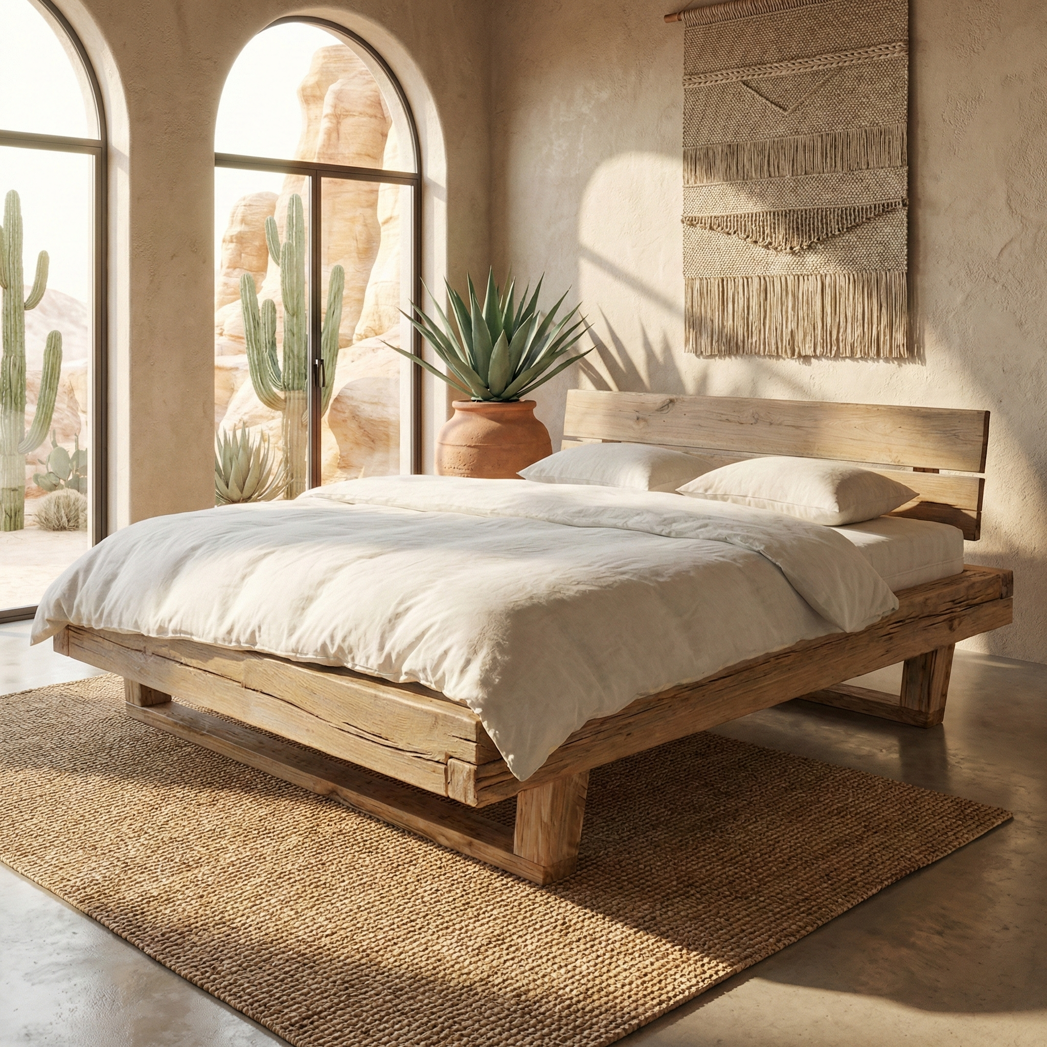 Frigg bjælkesengeramme i massivt egetræ med gavl og træben – Natur olie