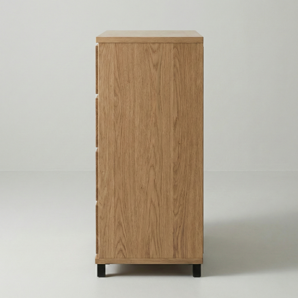 Heimdal kommode i massivt egetræ med 2 + 3 skuffer på metalben – Natur olie