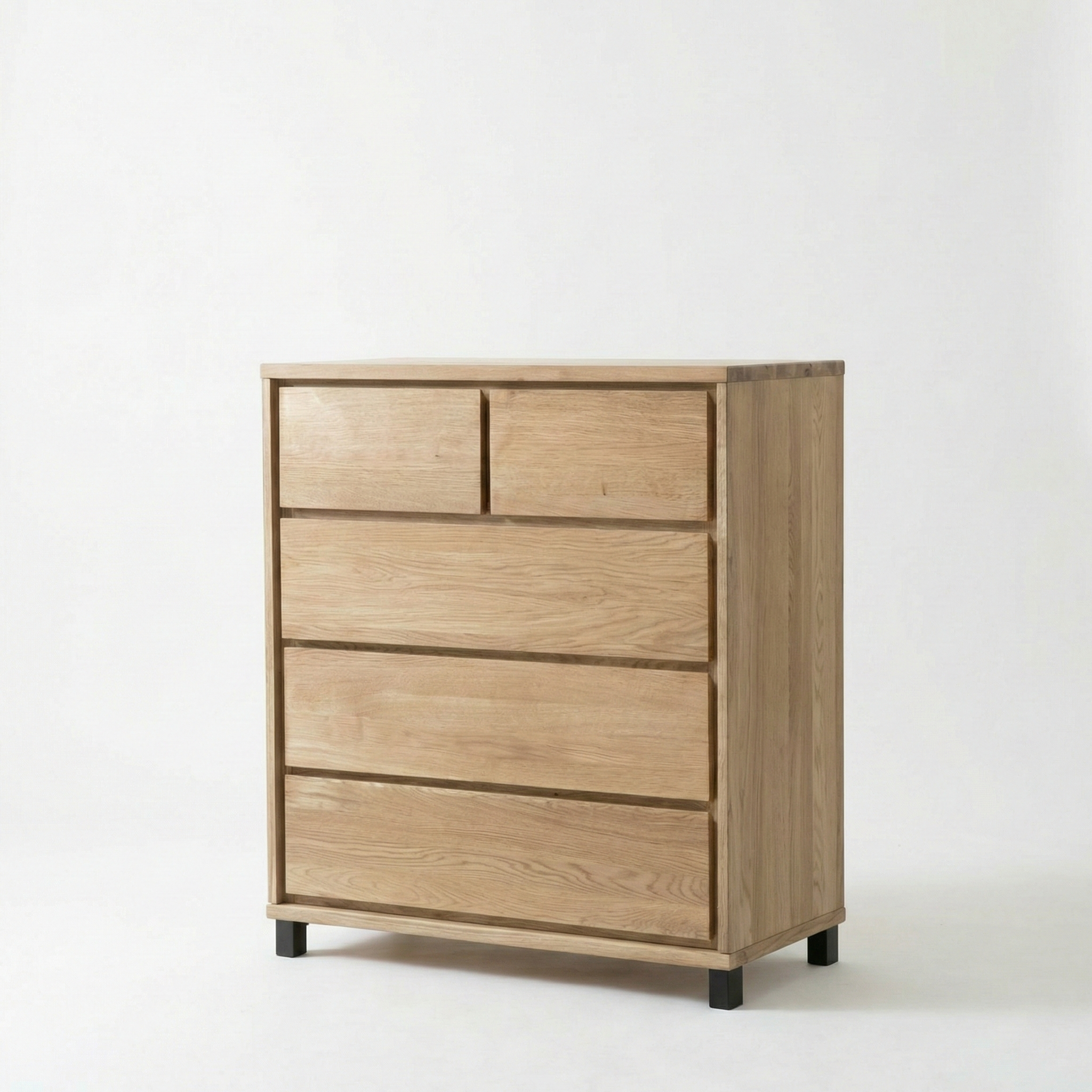 Heimdal kommode i massiv egetræ med 2 låger & 2 skuffer på ben - Natur olie