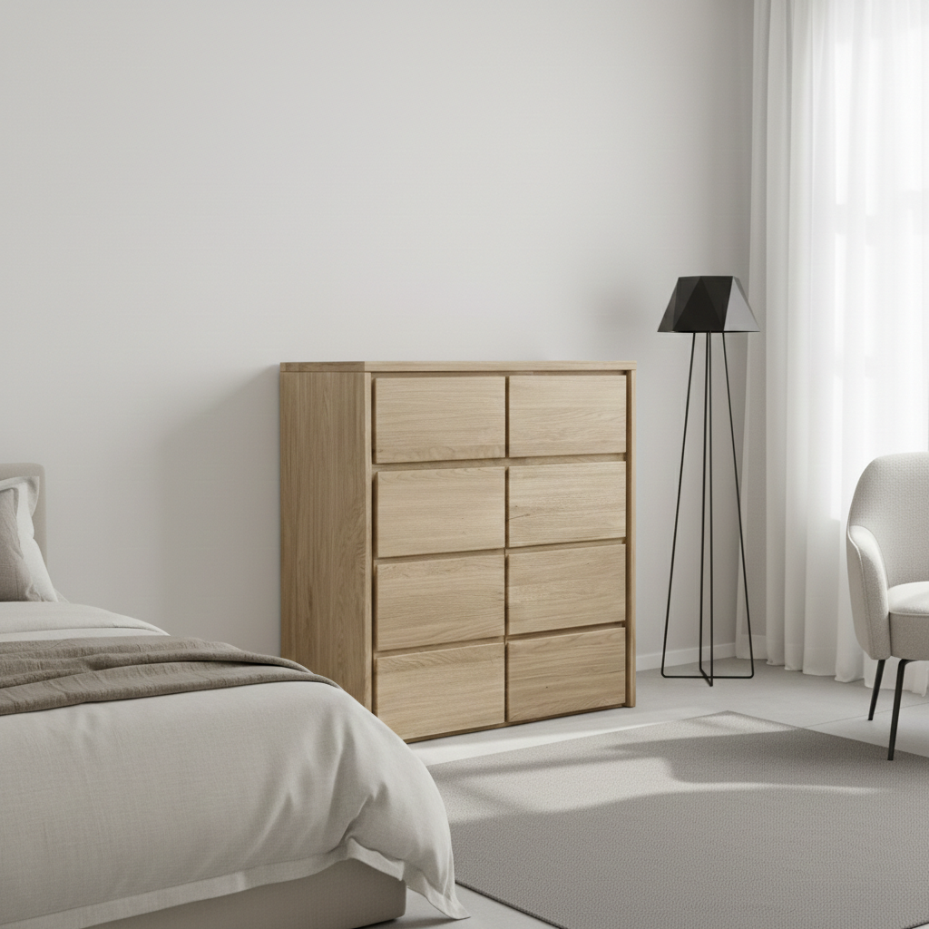 Heimdal kommode i massivt egetræ med 2 låger og 2 skuffer – Natur olie